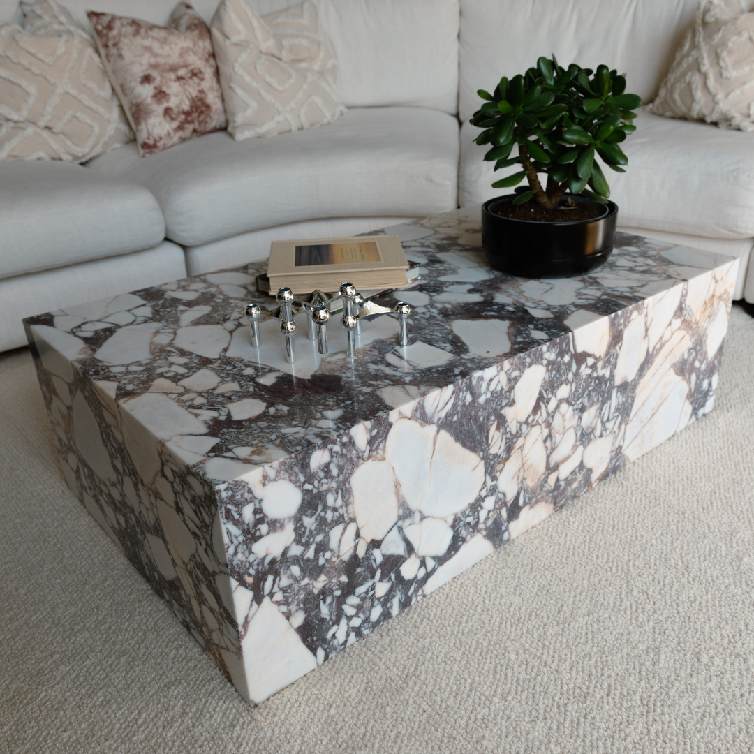 Rectangular Calacatta Viola Marble Coffee Table