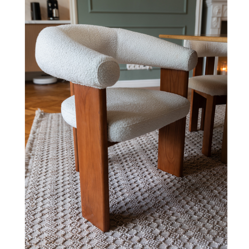 BLAKE OAK AND BOUCLÉ DINING CHAIR