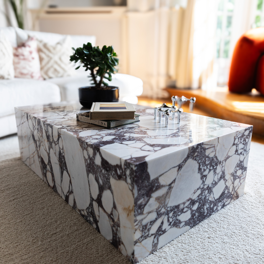 Rectangular Calacatta Viola Marble Coffee Table