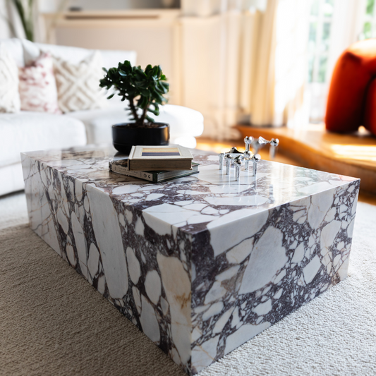 Rectangular Calacatta Viola Marble Coffee Table