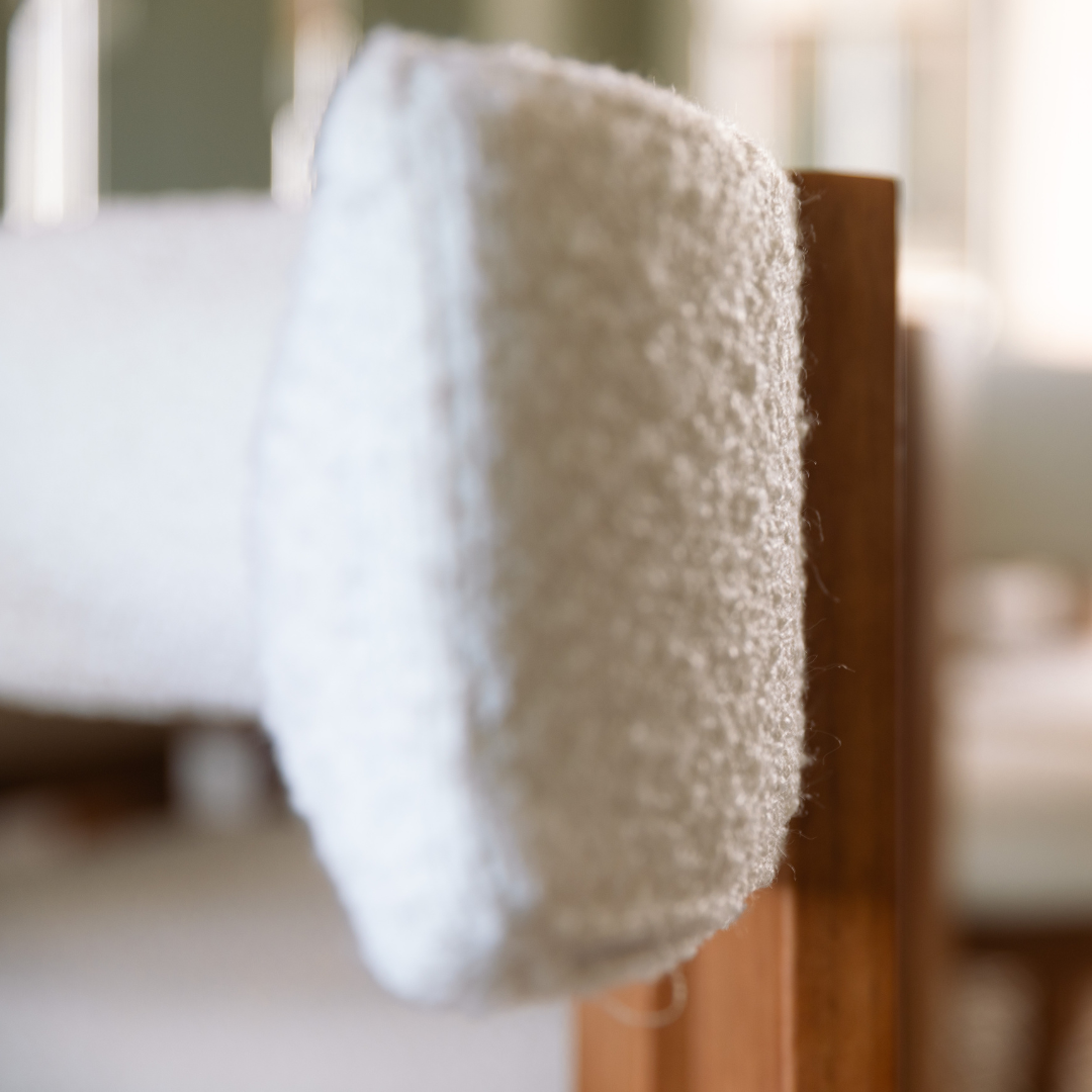 ATHENA OAK AND BOUCLÉ DINING CHAIR