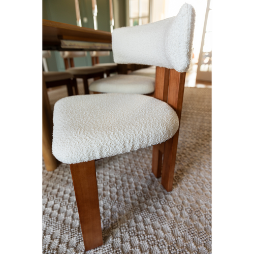 ATHENA OAK AND BOUCLÉ DINING CHAIR