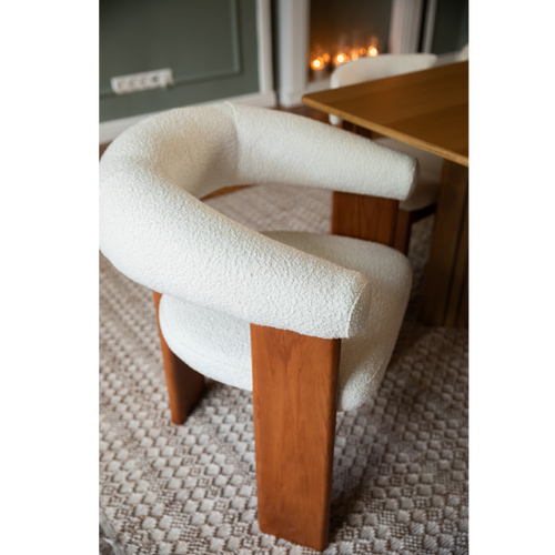BLAKE OAK AND BOUCLÉ DINING CHAIR