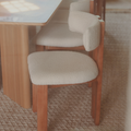 ATHENA OAK AND BOUCLÉ DINING CHAIR