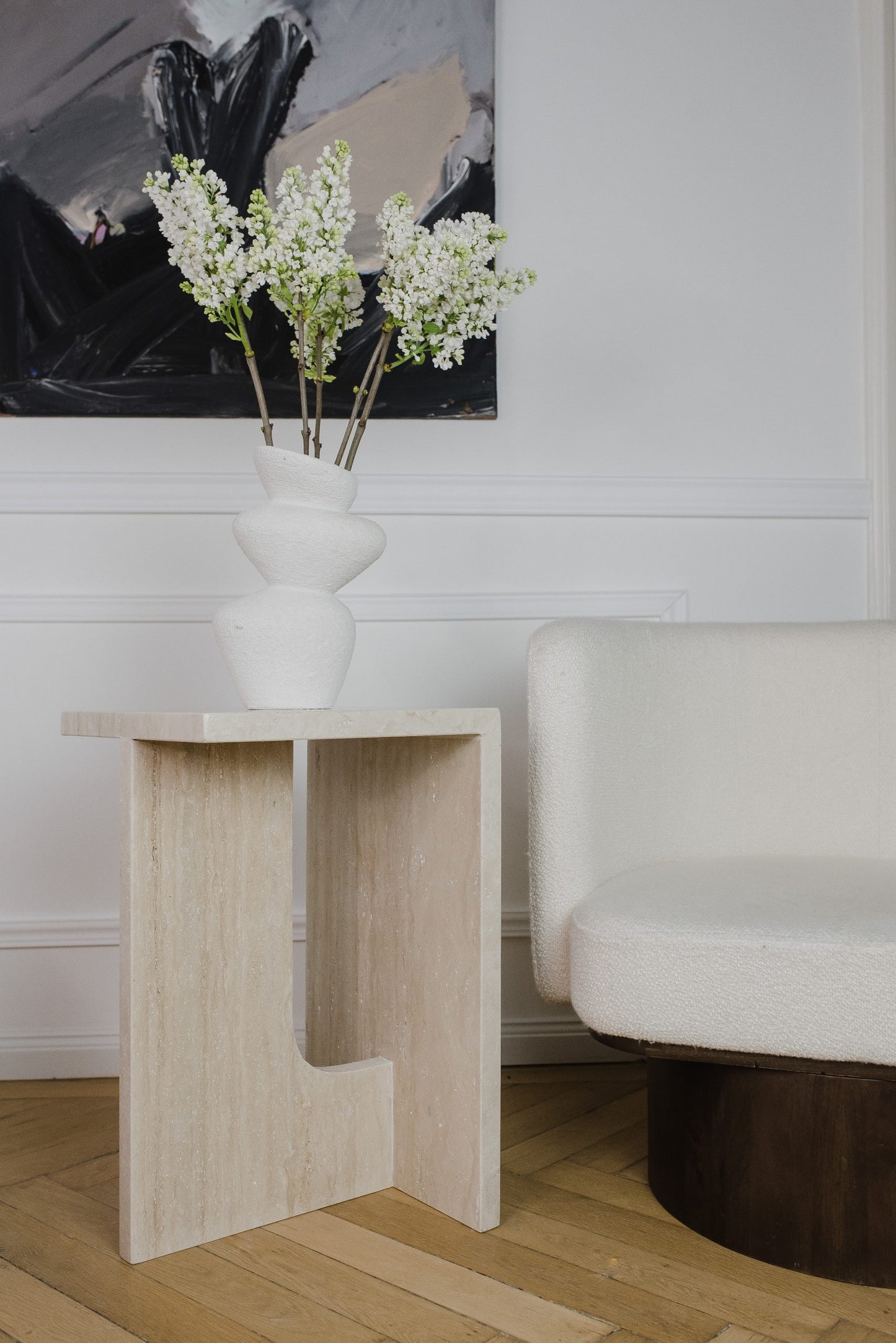 VIOLA TRAVERTINE SIDE TABLE