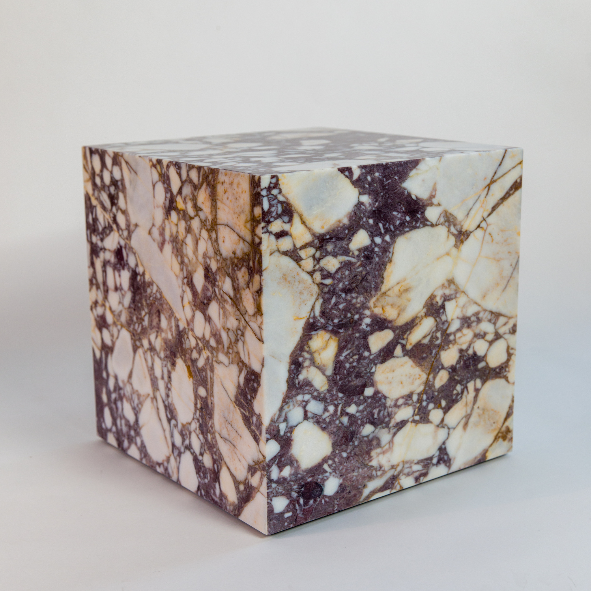 CALACUTTA VIOLA MARBLE CUBE SIDE TABLE
