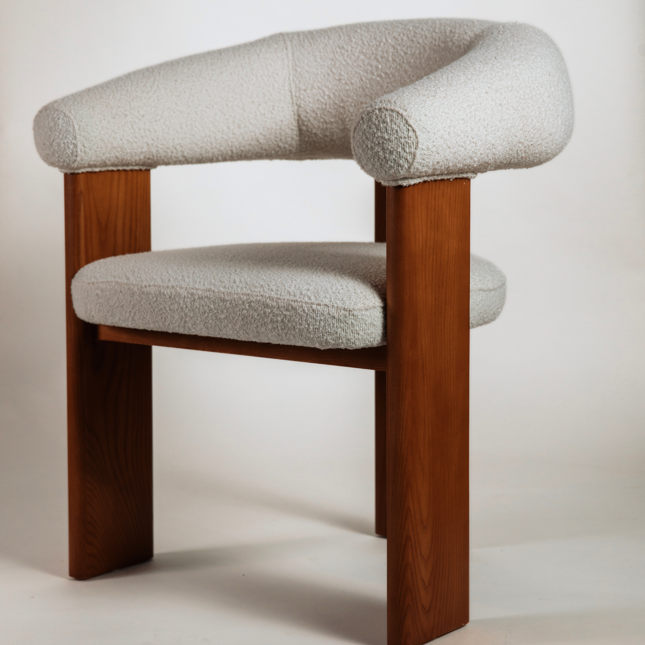 BLAKE OAK AND BOUCLÉ DINING CHAIR